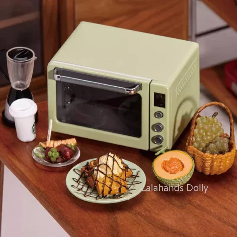 Miniartículos de cocina en miniatura para casa de muñecas, utensilios de cocina de simulación que pueden iluminar, horno eléctrico, muebles, accesorios de decoración, 1/6