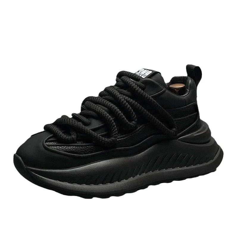 

New Fashion Solid Color Chunky Heel Men Sneakers Casual Leather Platform Flat Sports Shoes Designer Shoes Zapatillas Hombre