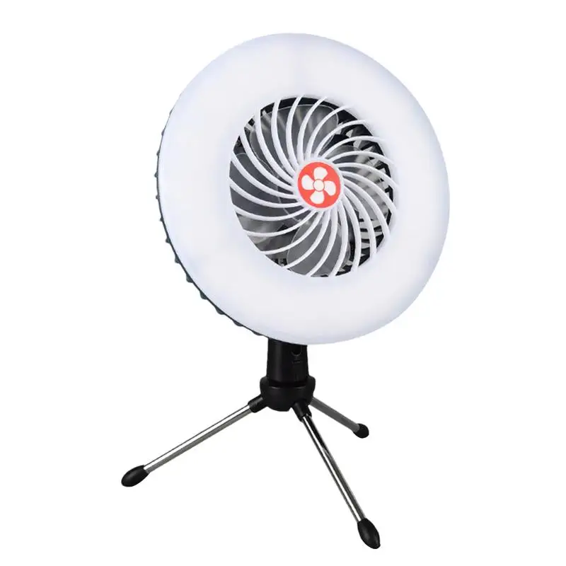 Tent Fan With Light USB Rechargeable LED Lighting Tent Fan Mini Ceiling Fan Lantern With Charging Function For Fishing Outages