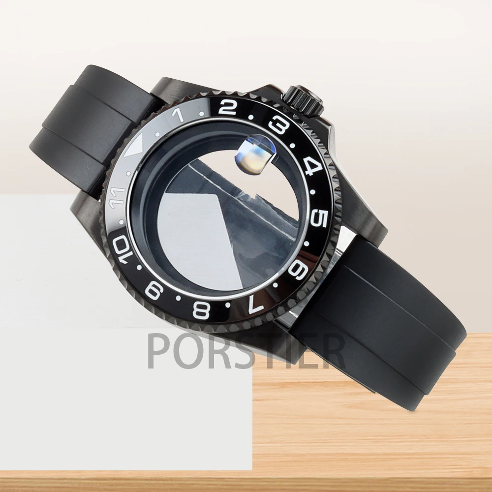 

Black 40mm NH35 Case Sapphire Glass for Yacht-Master/GMT/SUB NH34 NH35 NH36 NH38 Movement 28.5mm Dial Rubber Watch Bracelet