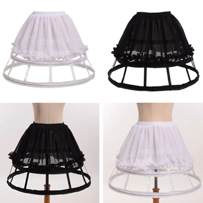 3 Hoop Chiffon Crinoline Lolita Skirt Petticoat Cage Hoop Skirt