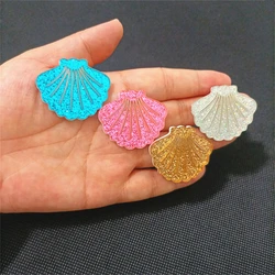 KUGUYS Summer Shell Glitter Stud Earrings for Women Acrylic Blue Pink Gold Silver Color Cute Jewelry Fashion Accessories