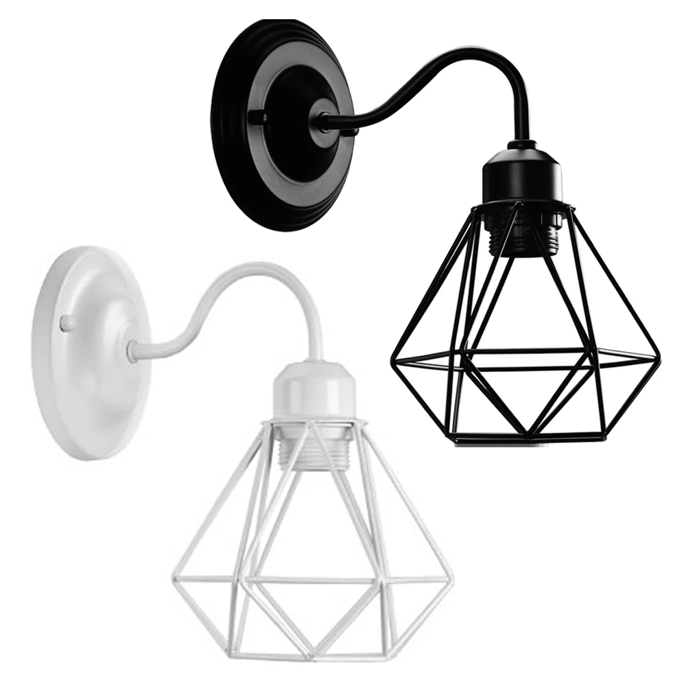 

Vintage Industrial E27 Wall Lamp Iron Lampshade Cage Wall Sconce Modern Indoor Lighting Fixture for Loft Living Room Home Decor