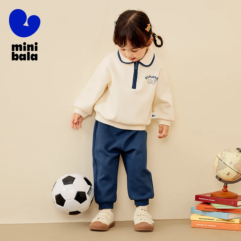 Mini Bala Set Boys and Girls Long Sleeve Set for Sporty Stylish Trendy Children 2024 Autumn New Wear