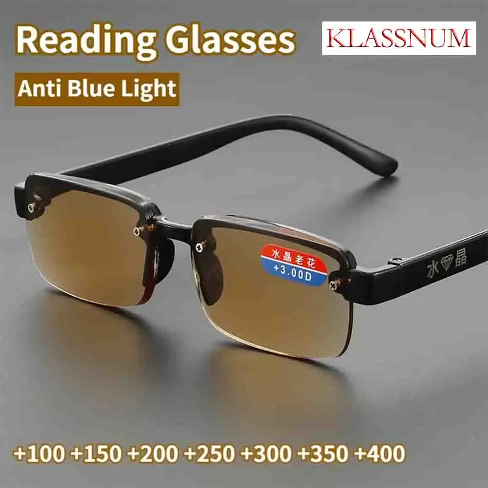 

KLASSNUM New Retro Men HD Half-frame Reading Glasses Fashion Eyeglasses for Woman High-quality Computer Glasses +1.0 To +4.0