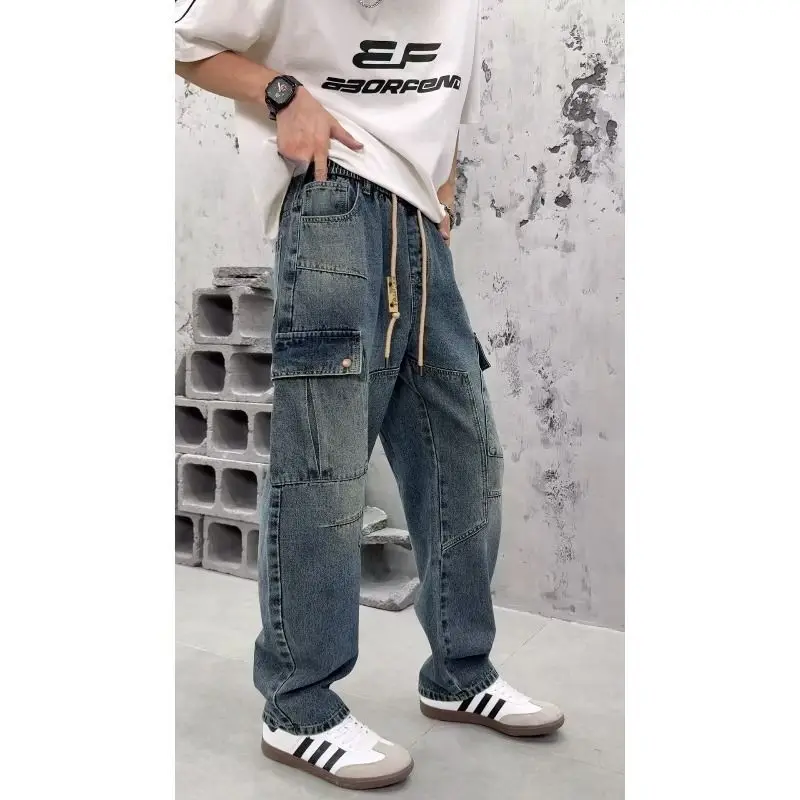 กางเกงยีนส์ทรงตรงหลวมสไตล์อเมริกันย้อนยุคแบบวินเทจ ลุคทำงานลำลอง รุ่นใหม่จาก SENSIR