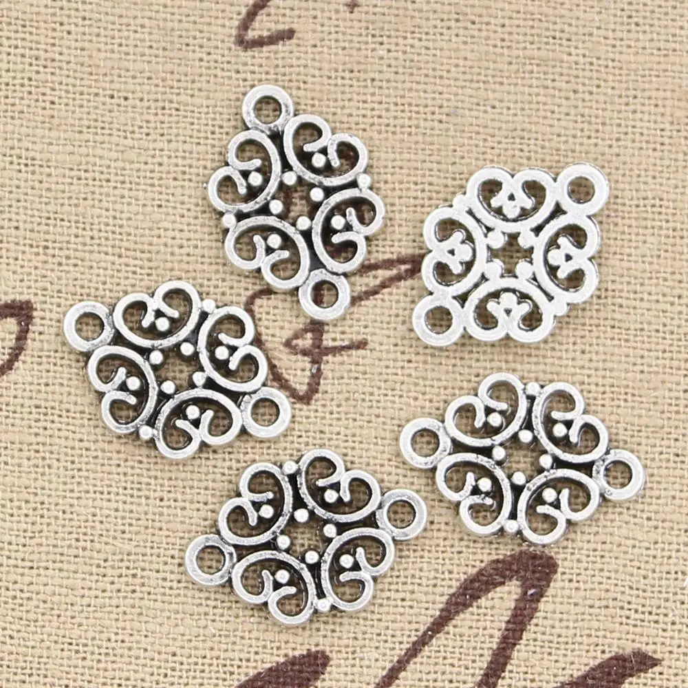 15 sztuk Charms kwiat Link złącze 20x13mm Antique Making wisiorek fit, w stylu Vintage tybetański brąz srebrny kolor, ręcznie robiona biżuteria DIY