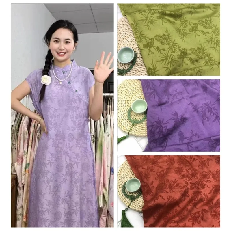 Sommer-Jacquard-Baumwoll-Leinenstoff pro Meter für Kleider, Hemden, Hosen, Pyjamas, DIY-Nähen, weicher, dünner, bequemer Textilstoff, lila