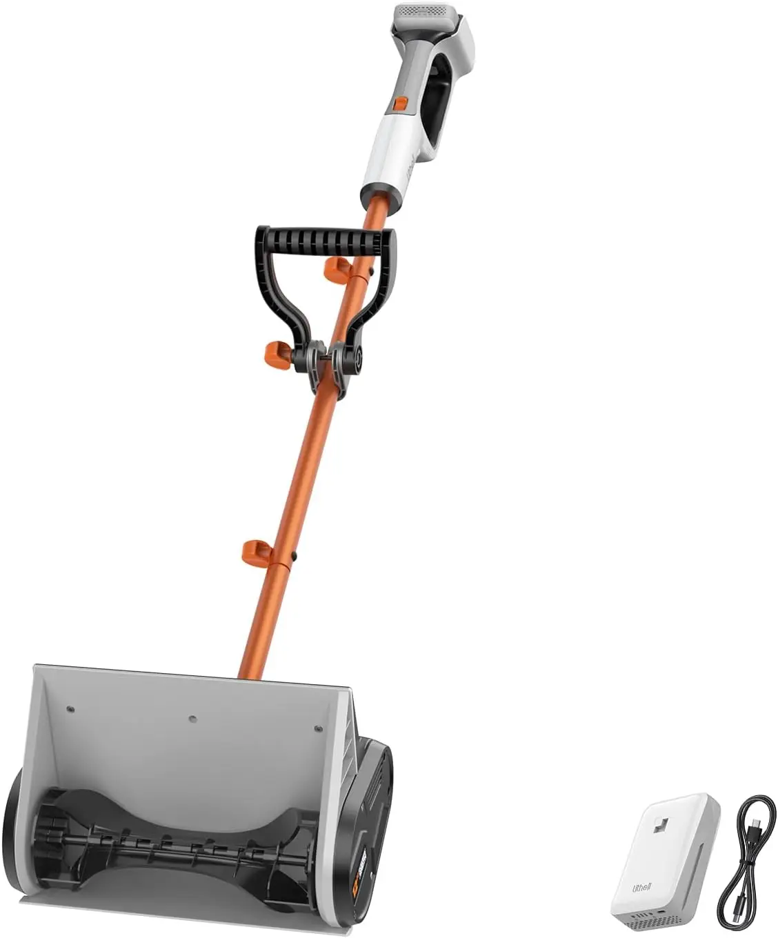 Cordless Electric Snow Shovel, 20V 12-Inch Snow Thrower with Adjustable Auxiliary Handle, Battery Powered Snow Blower