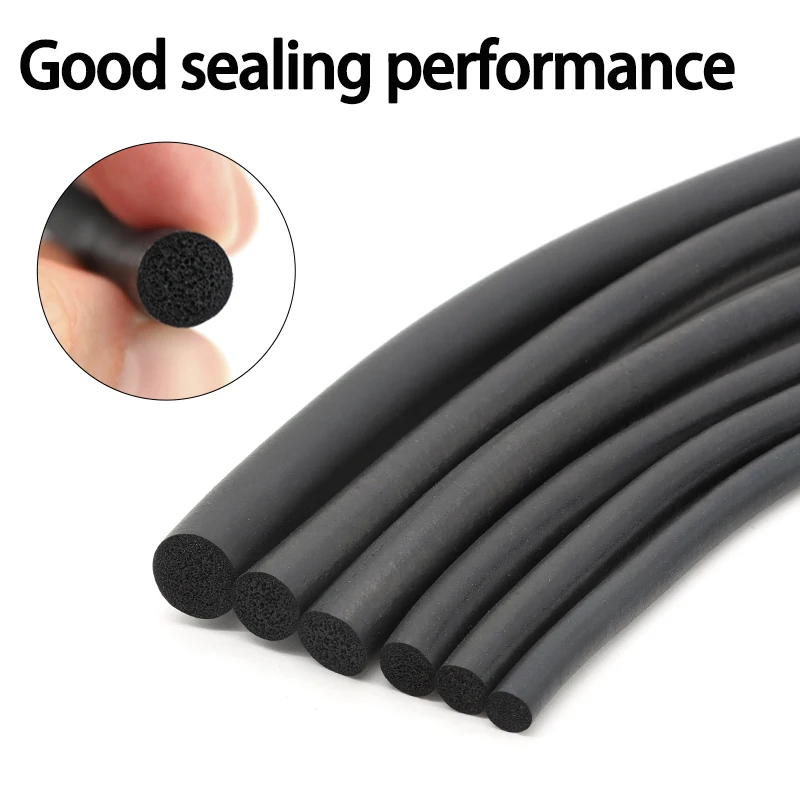 2/5m Black Dia 2mm - 20mm EPDM Rubber Foam Sealing Strip Round Sponge Cord Bar For Window Door Sound Proofing Dustproof Seal