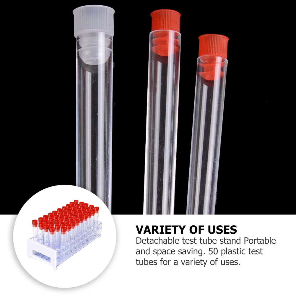 

51Pcs Plastic Test Tubes Set High Transparency Heat Resistant Durable Detachable Rack Suitable Science Experiment Laboratory
