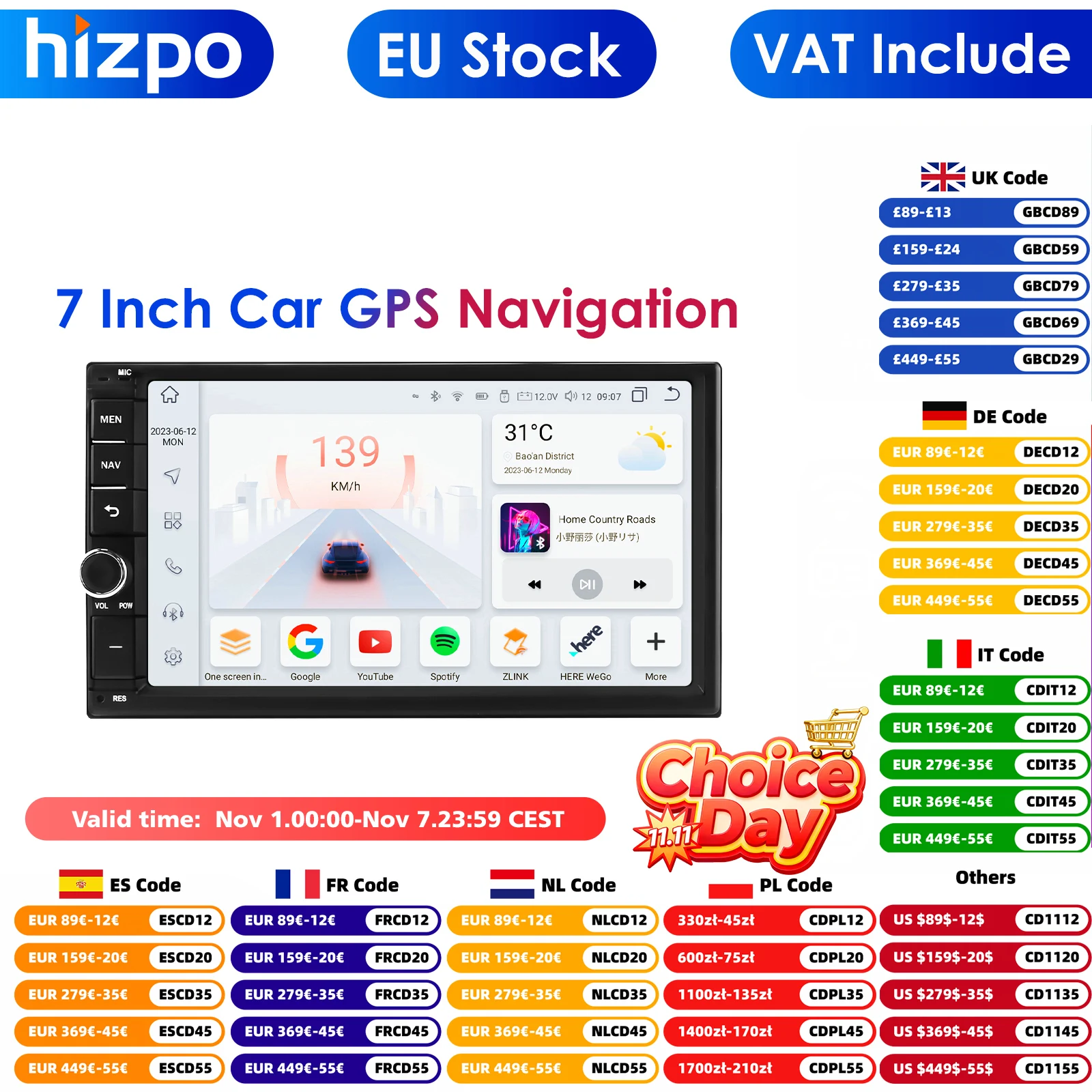 4G 7 Inch DSP 2 din Android AutoRadio Car Multimedia Player GPS WIFI Bluetooth Stereo for Universal Navigation Head Unit Monitor