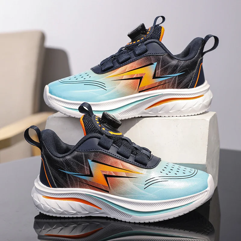 

Childrens Sports Shoes Casual Outdoor Swivel Button Boys Fashion Cushioning Anti Slip Lightweight Youth Training Tennis Shoes
