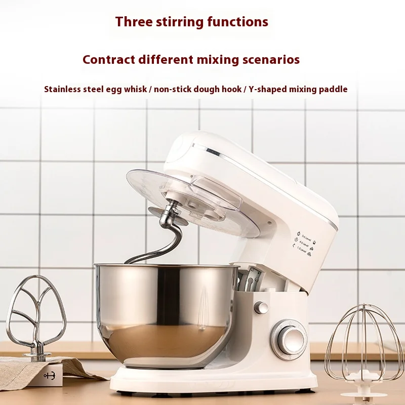 1000W 6L stainless steel mixing bowl, dough hook 6-speed adjustable tilt head design, household and commercial