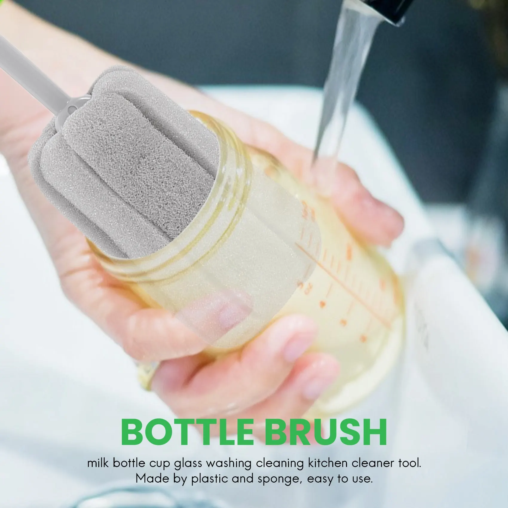 1Pc Sponge Brush Milk Bottle Cup Glass Washing Cleaning Kitchen Cleaner Tools Cup Cleaning Brush Plastic Short Handle