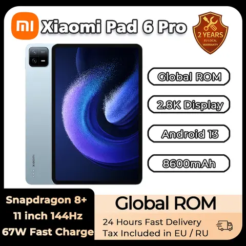 Xiaomi Mi Pad 6 PRO Global Rom Tablet Snapdragon 8 + 11 pollici 144Hz 2.8K Display 8600mAh 67W caricabatterie rapido Android 13 MIUI 14 2023