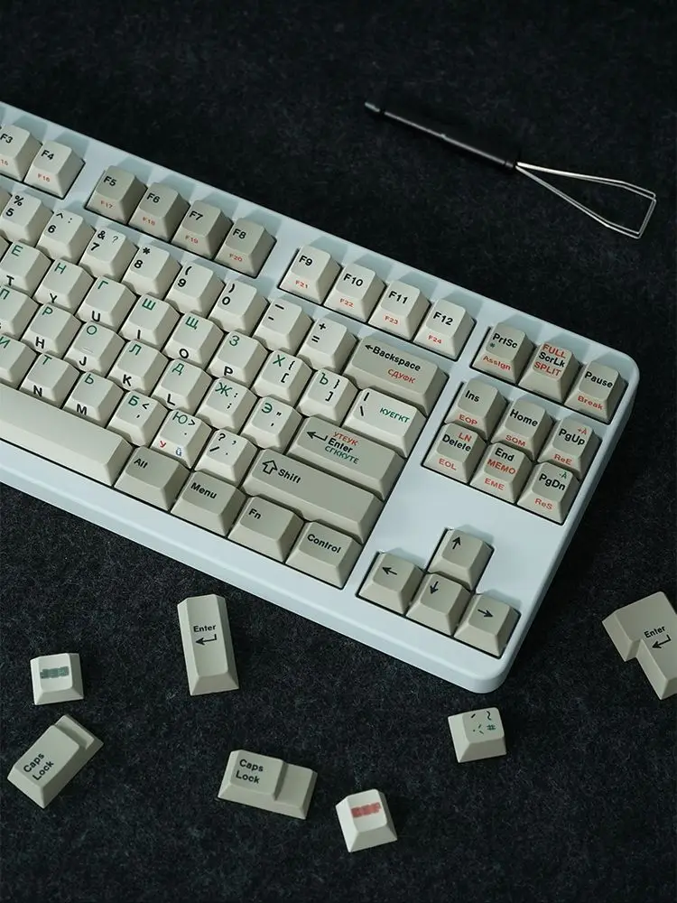 Russian/Korean Keycaps Side Engraved Cherry Profile PBT Thermal Sublimation Mechanical Keyboard Keycap Keyboards Accessories