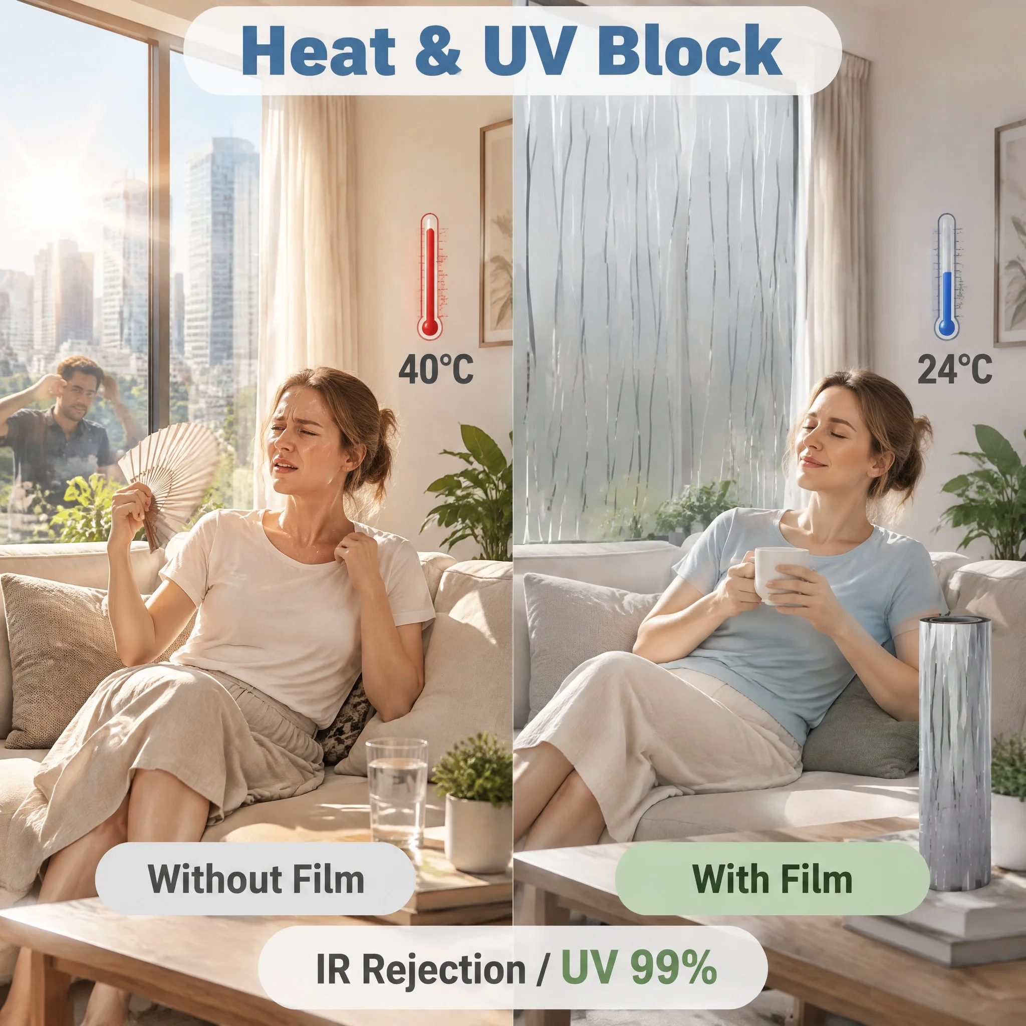 Privacy Frosted Window Film Decorative Translucent Window Cover Static Cling Window Decal for Office for Living Room