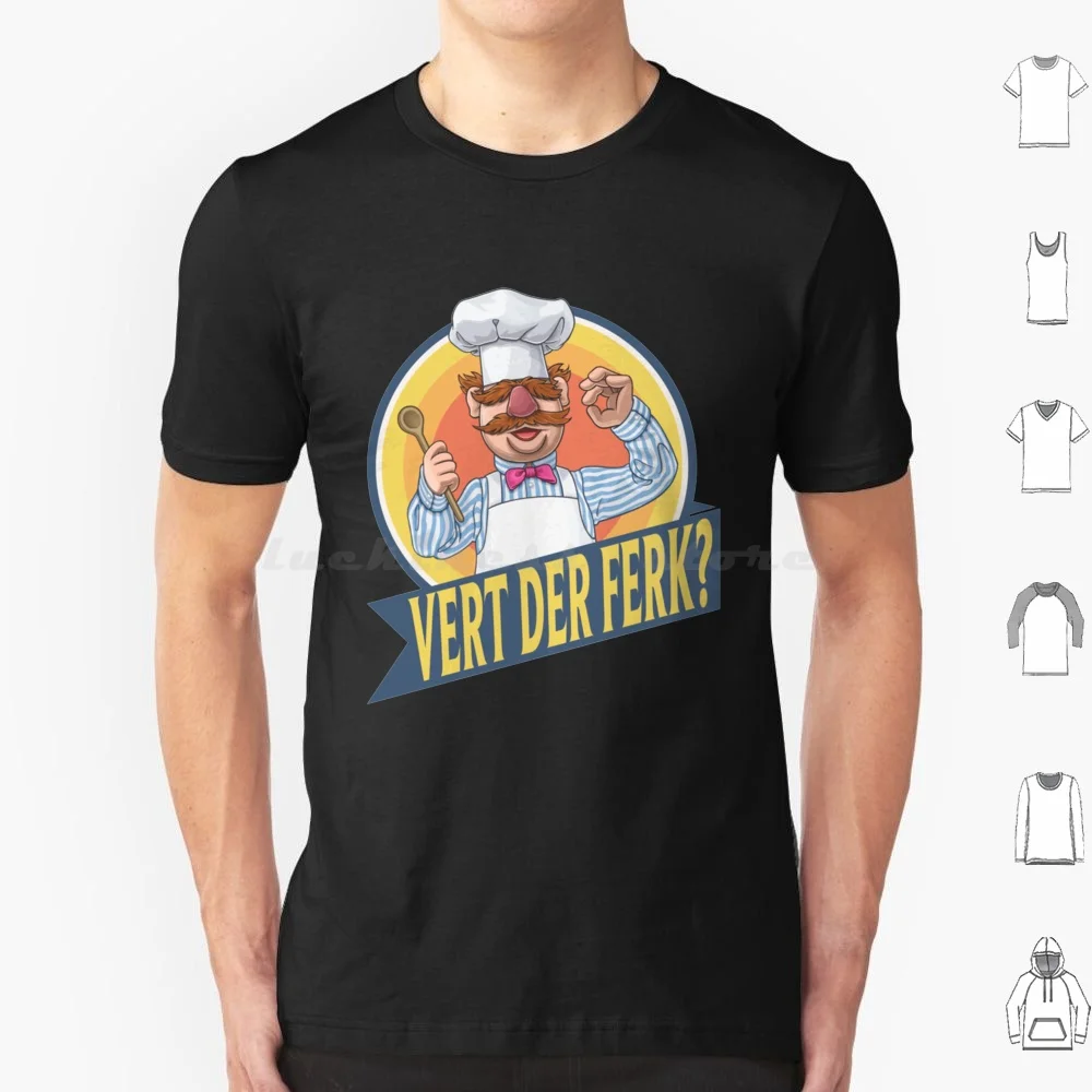 Camiseta Vert Der Ferk, talla grande, 100% algodón, divertida, chef sueco, Vert Der Ferk, chef sueco, cocina, vintage, comida, Beaker Jim