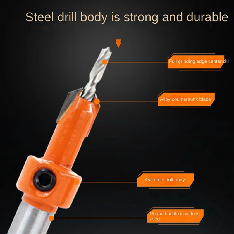 

Classy-Counterbore Drill Taper Drill Set Kit Woodworking Opener Kit Hexagon Screw Hardware Tools Counterbore Drill 7PC