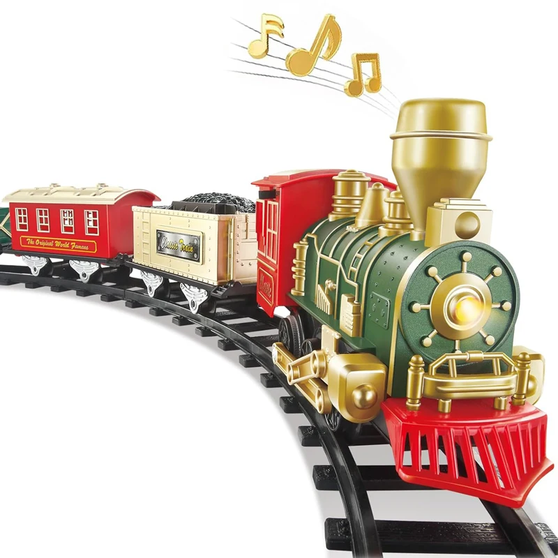 Electric Train Toy Set Simulational Music Light Railway Train Model Collection Kit Home Decoration Educational Toys For Boy Girl