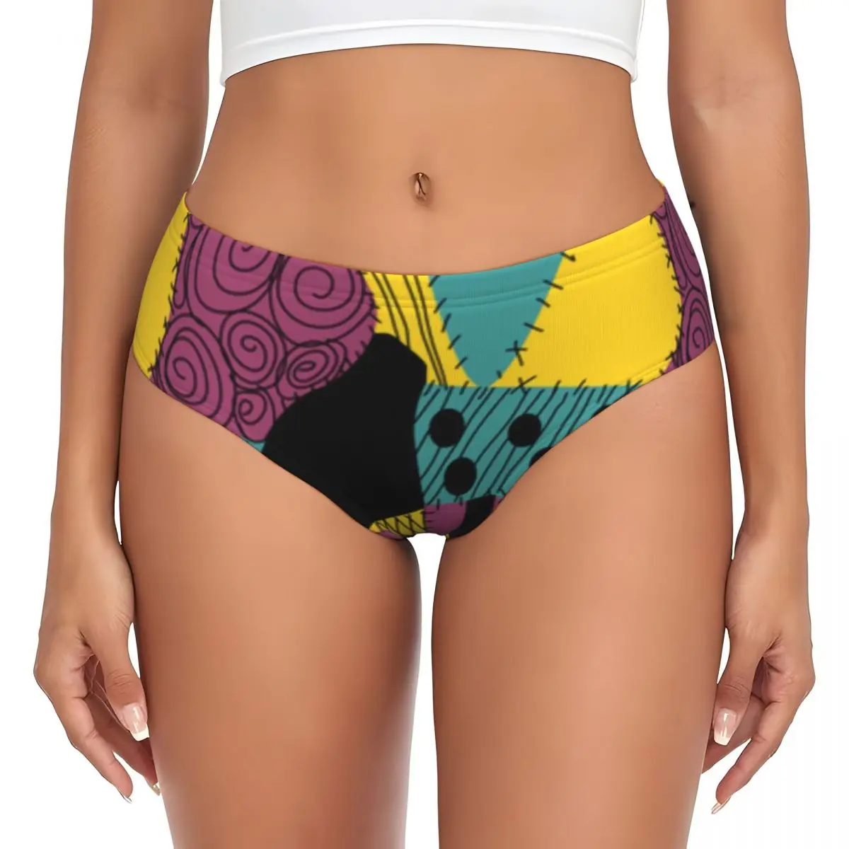 Braguitas personalizadas para mujer con diseño de Sally Patchwork, cómodas, estilo Tim Burton, con estampado de calaveras de Halloween, ropa interior, regalos para el Día de San Valentín