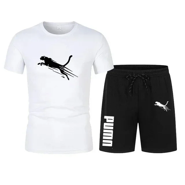 

New 2025 summer men's and women's breathable T-shirt + quick-drying shorts two-piece outdoor jogging men's casual sports suit
