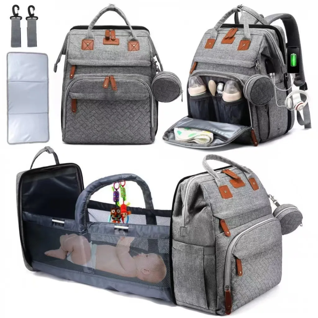

Diaper Bags TOP Mommy Bag Hot Selling with Baby Shake Bed and Compartment Design Mommy Outing Baby Bag