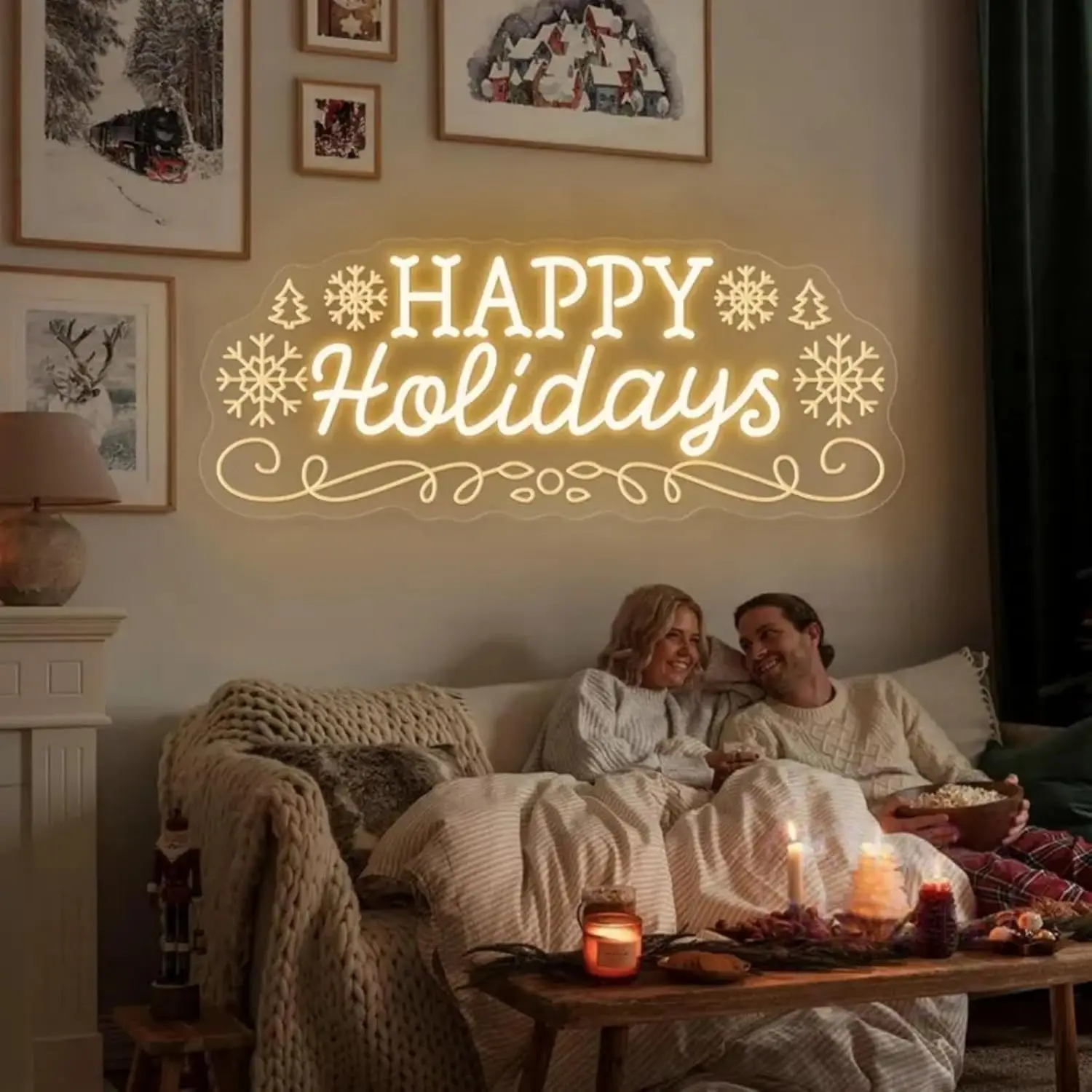 عطلات سعيدة ندفة الثلج LED النيون تسجيل عيد الميلاد مهرجان ضوء النيون لنافذة مخزن المنزل بار غرفة نوم 2026 السنة الجديدة ديكور الحفلات #2