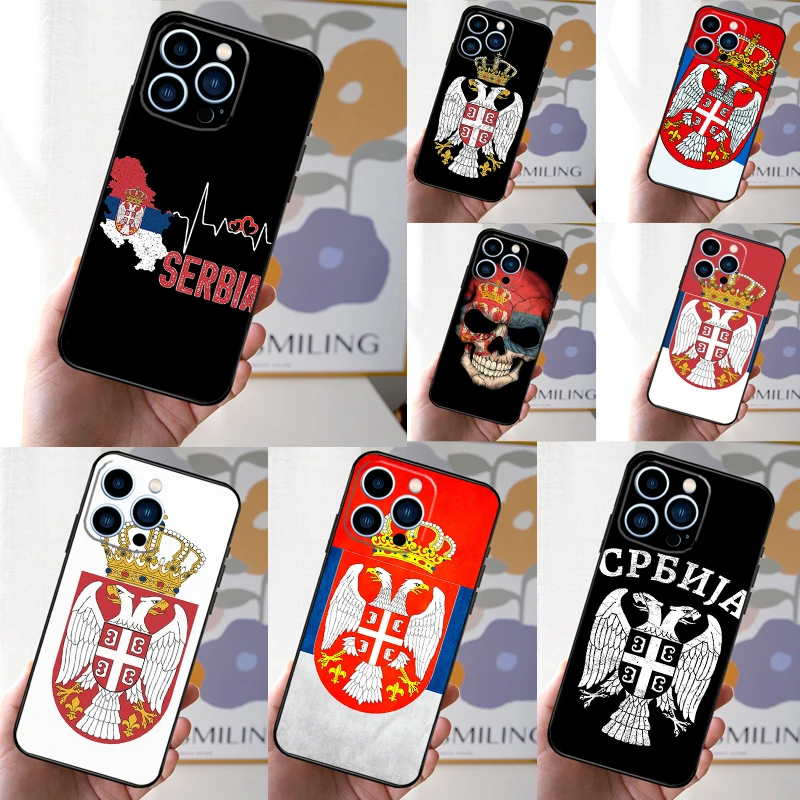 Flag of Serbia Serbian Phone Case For iPhone 16 15 11 13 12 14 Pro Max Mini X XR XS 7 8 Plus Soft Cover