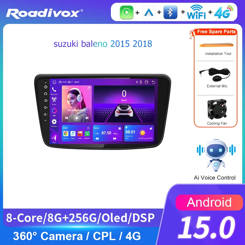 AI VOICE Android Car Radio Multimedia player for suzuki baleno 2015 2018 stereo GPS Navigation Stereo Screen Video Tape