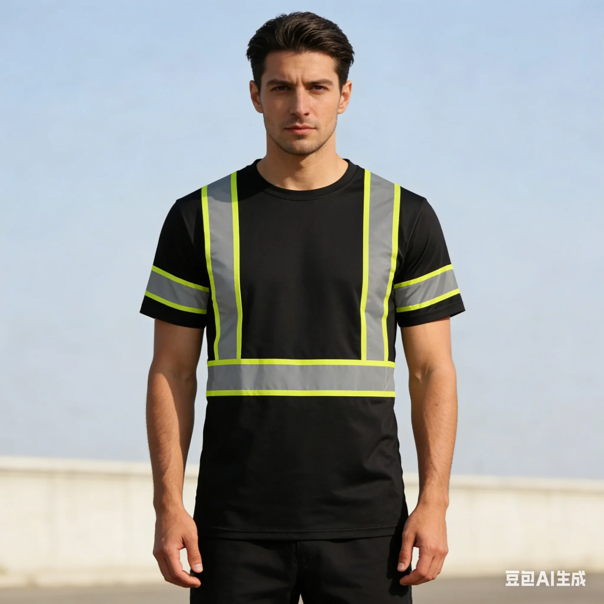 

Summer Men’s T-shirts 3D Color-blocking Reflective Printed Tops Outdoor Comfortable Breathable Oversized Crew Neck Pullover Top