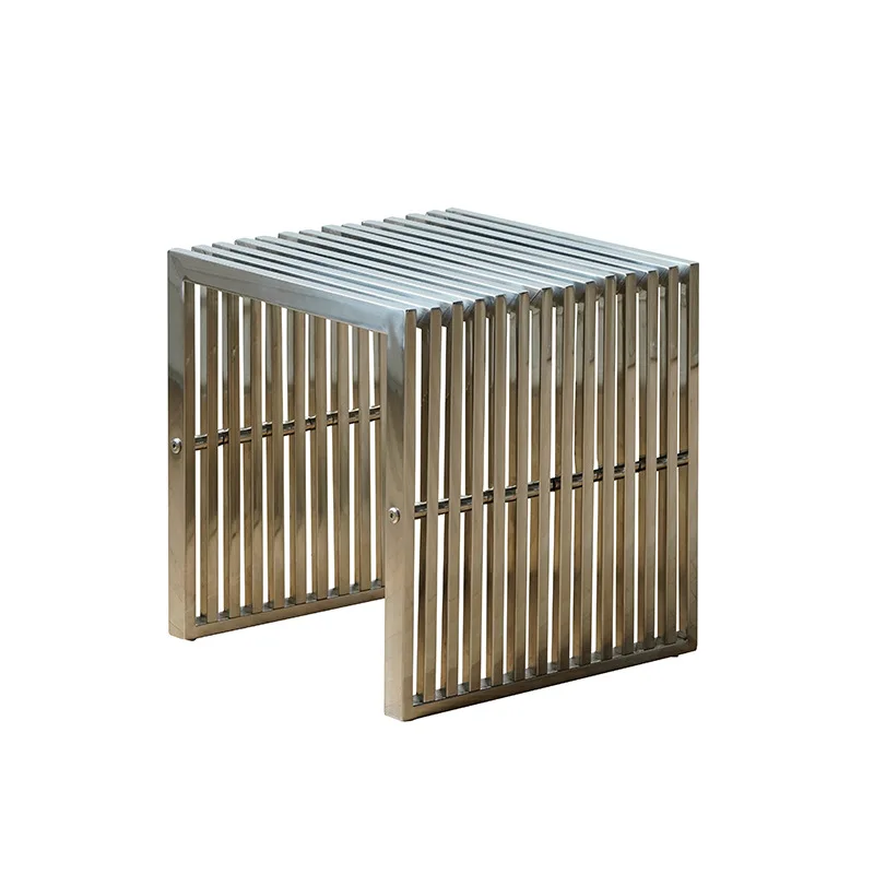 

DSA light luxury stainless steel medieval home bench living room porch low stool doorway shoe change stool home