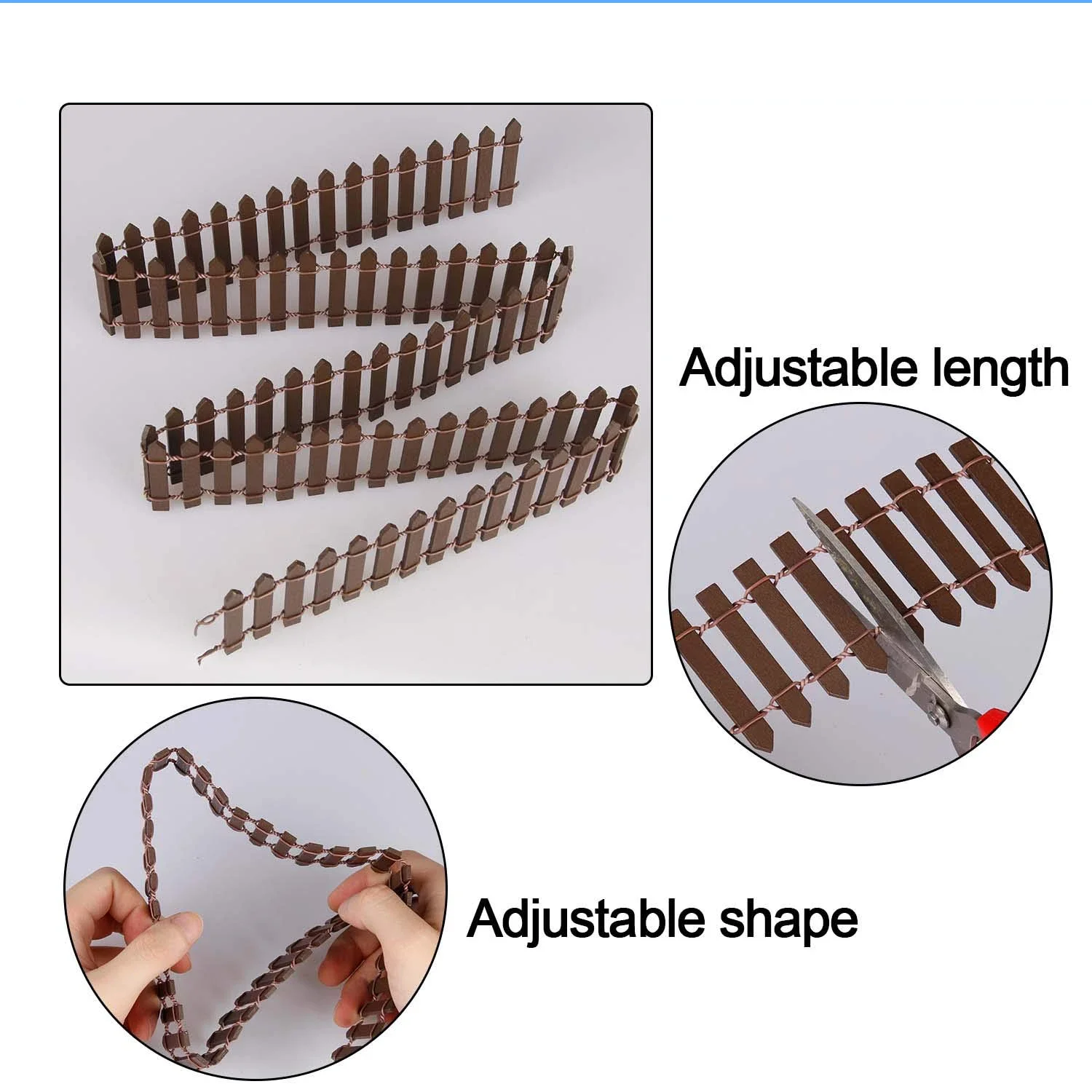 مصغرة خشبية الجنية حديقة سياج 5x90 سنتيمتر DIY بها بنفسك إكسسوارات حديقة صغيرة حاجز الخشب دمية ديكور المنزل الحرفية Palisade حلية #3
