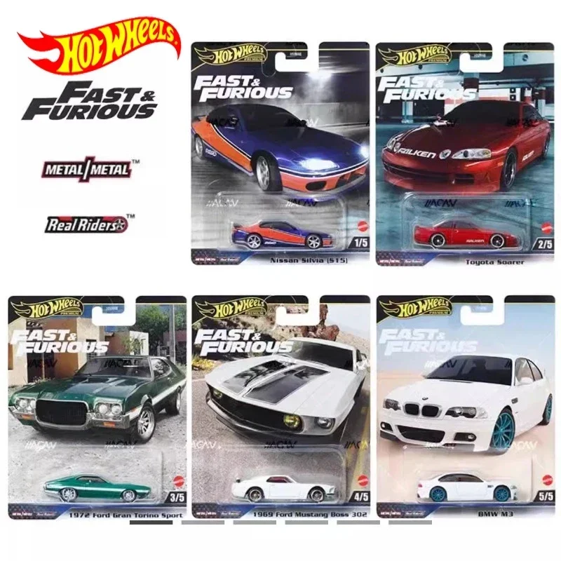 Original Hot Wheels Premium Car Fast & Furious Boy Toy 1/64 Diecast Toyota Soarer Ford Mustang Boss Nissan Ford Gran Torino BMW