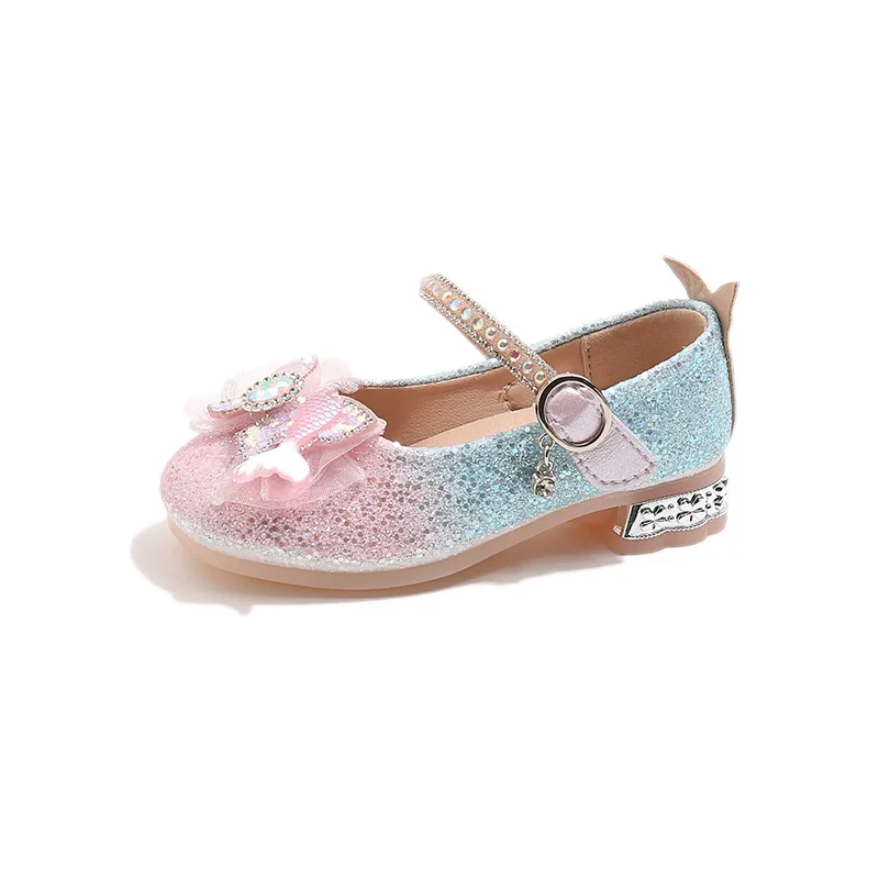 

Туфли Fashion Girls' Leather Shoes 2026 Spring New Kids Low Heel Casual Shoe Cute Versatile Rhinestone Girls' Princess Shoes