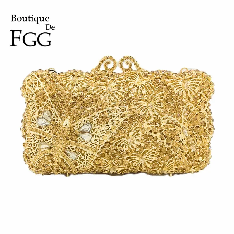 

Boutique De FGG Butterflies Clutch Women Evening Minaudiere Bags Wedding Purses Bridal Handbags Ladies Party Crystal Clutch Bag