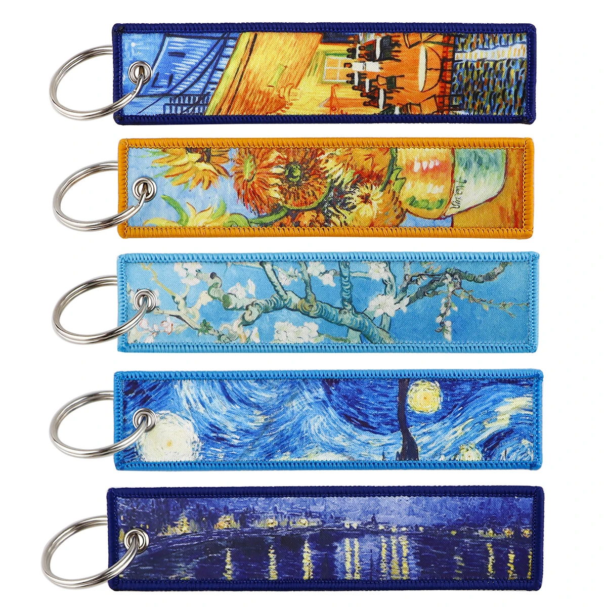 Van Gogh Embroidered Key Tag Keyring for Women Keyring Classic Oil Painting Car Key Fashion Jewelry Accessories Gifts for Fans