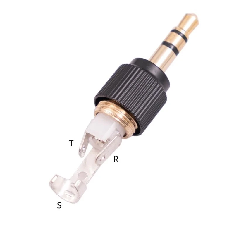 Conector bloqueo tornillo estéreo negro 3.5 mm 1/8 "para adaptador enchufe repuesto micrófono 83CF