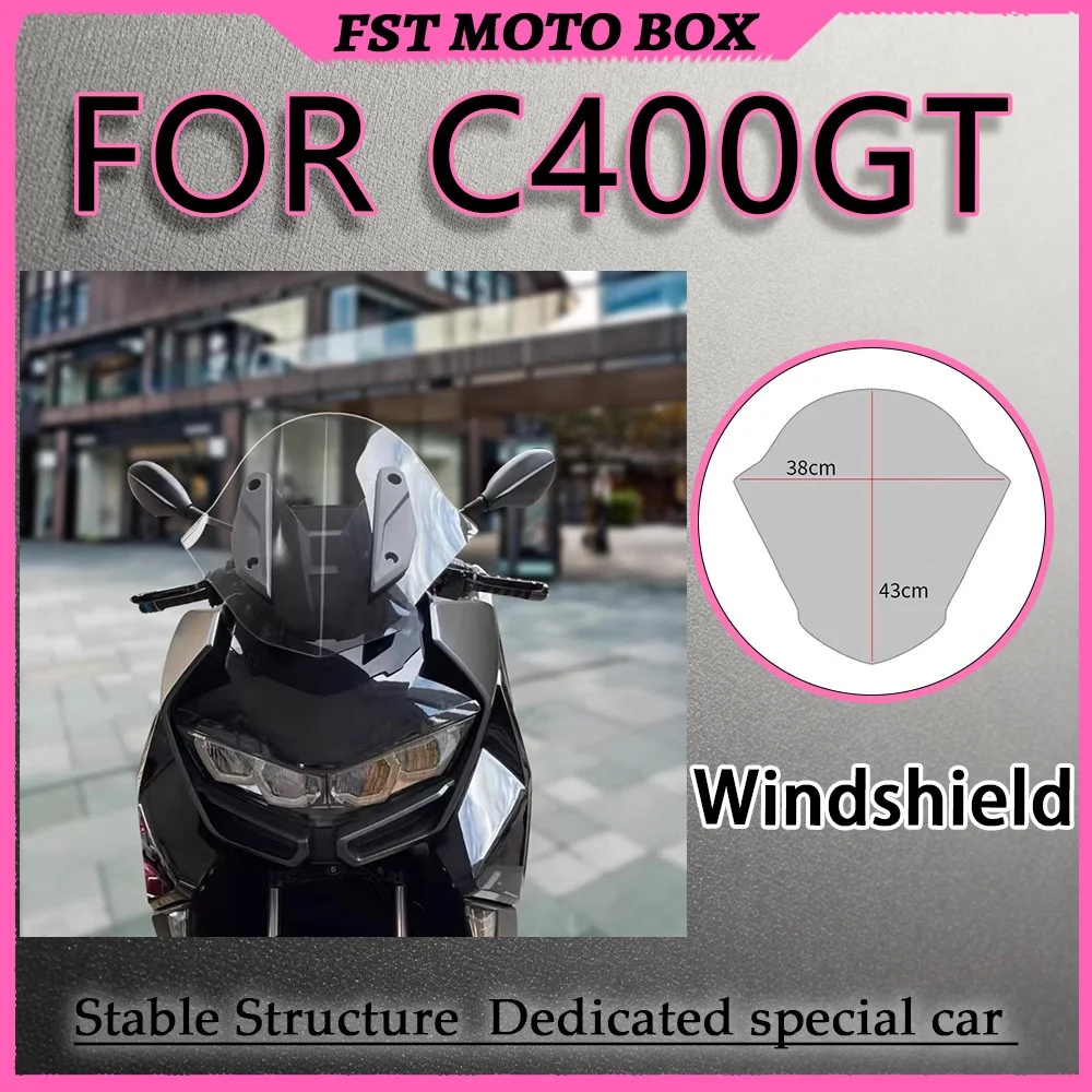 FOR C400GT Round-Head Racing Windshield Special-Fit Design for Scooter Front Fairing Precise Match with Original Mounting Holes