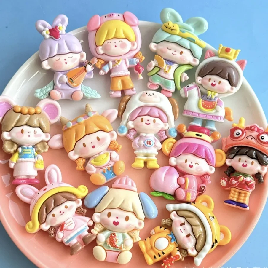 2pcs Resin accessories big card zodiac cartoon resin flatback diy jewelry accessories crafts materials