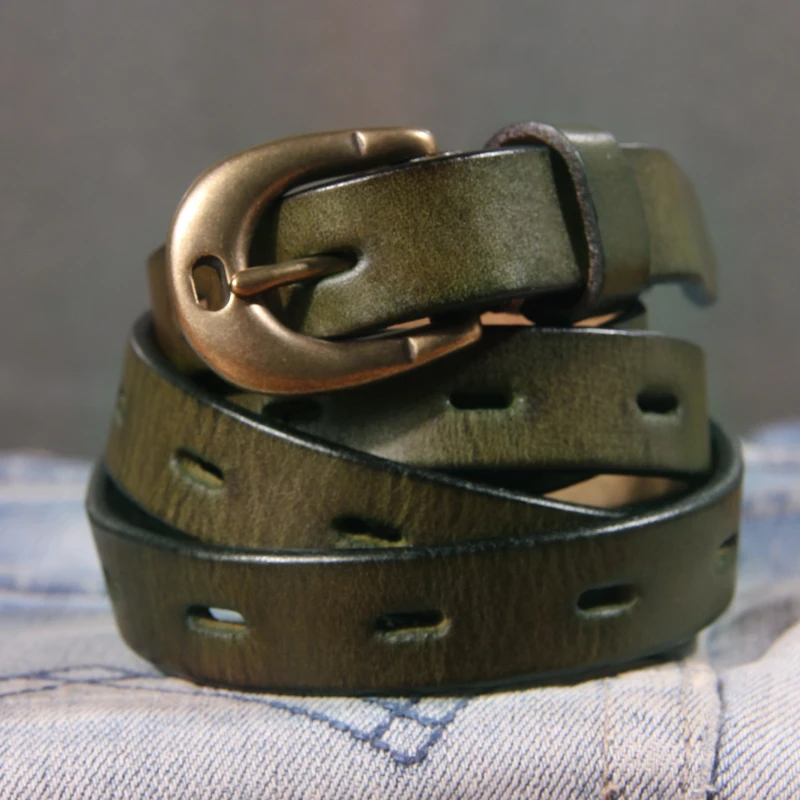 Ceinture rétro en cuir véritable pour femmes, bouton en cuivre pur, Style Cowboy occidental, marques de luxe, ceinture en jean, mode luxe pour femmes