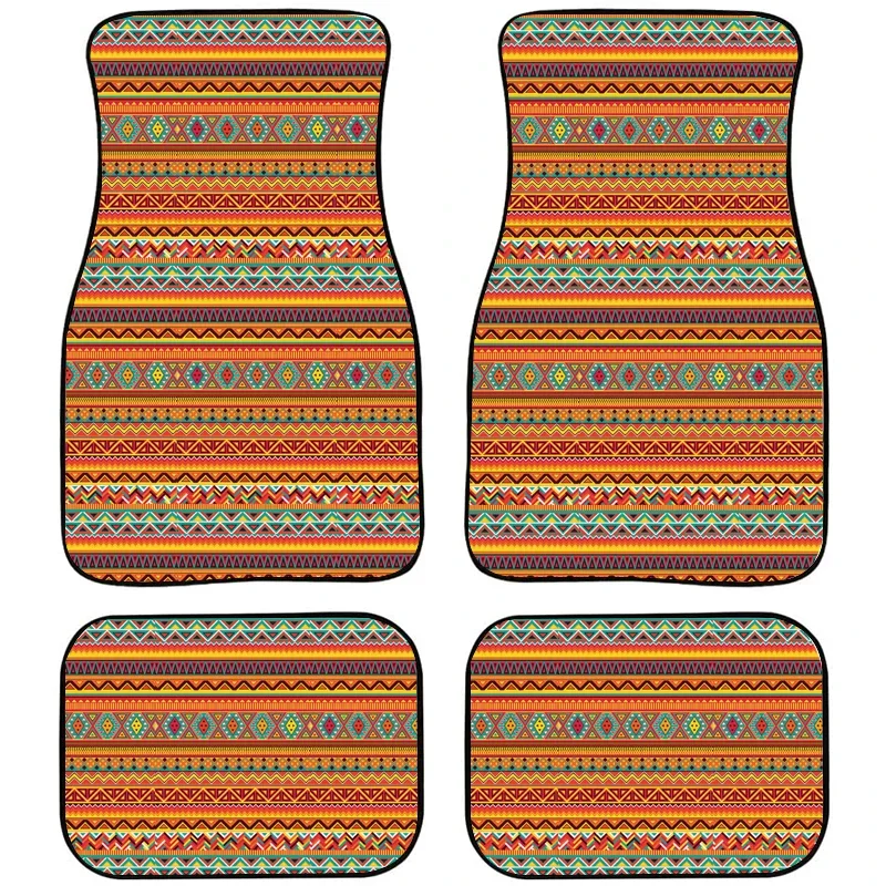 Vintage Stripe Automobile Ground Mat Universal Rubber Material Fully Surrounded Interior Car Foot Mat 4pcs for Tesla