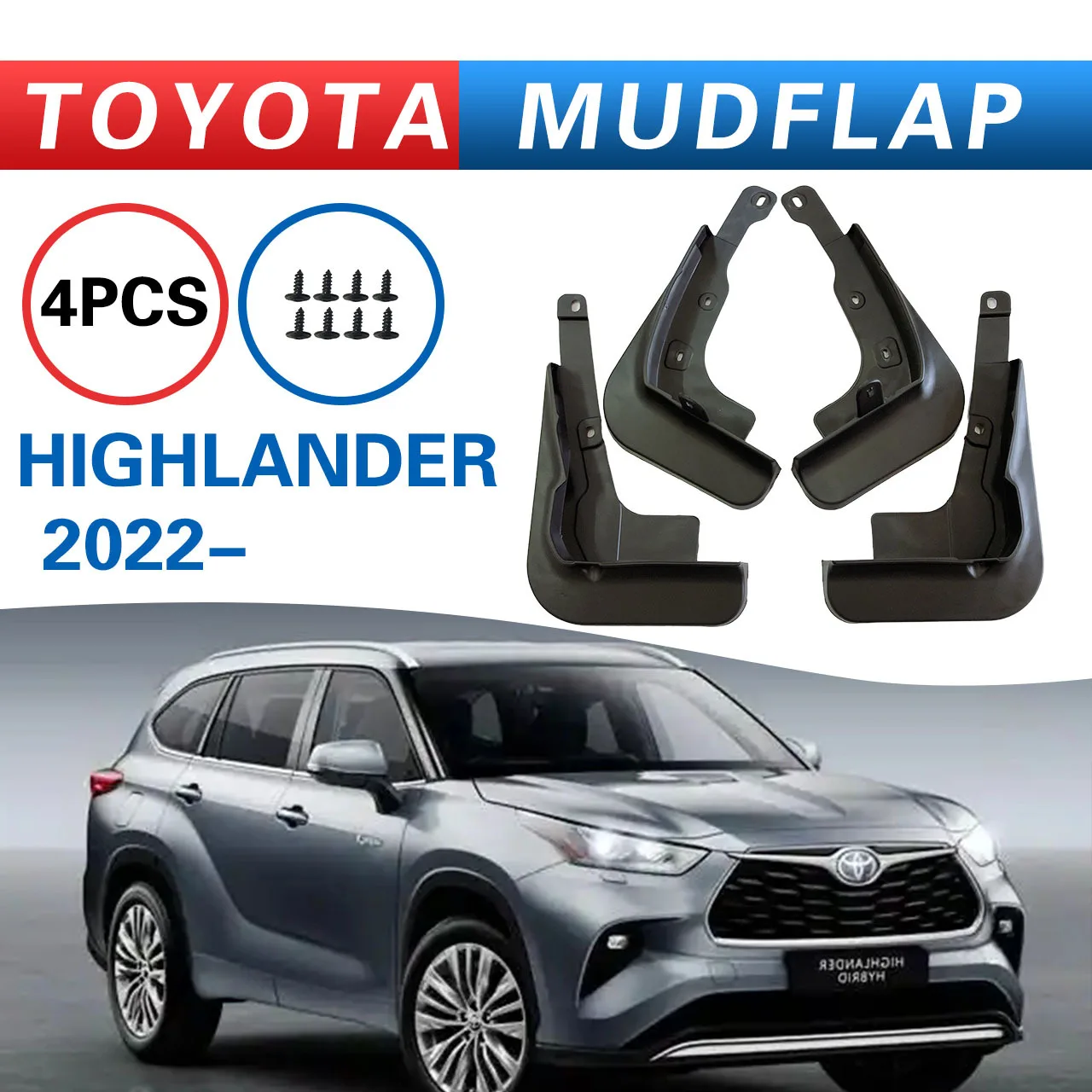 

For Toyota Highlander 2022 mudguard, car mudguard, Splash proof mudguard, front and rear wheel fender
