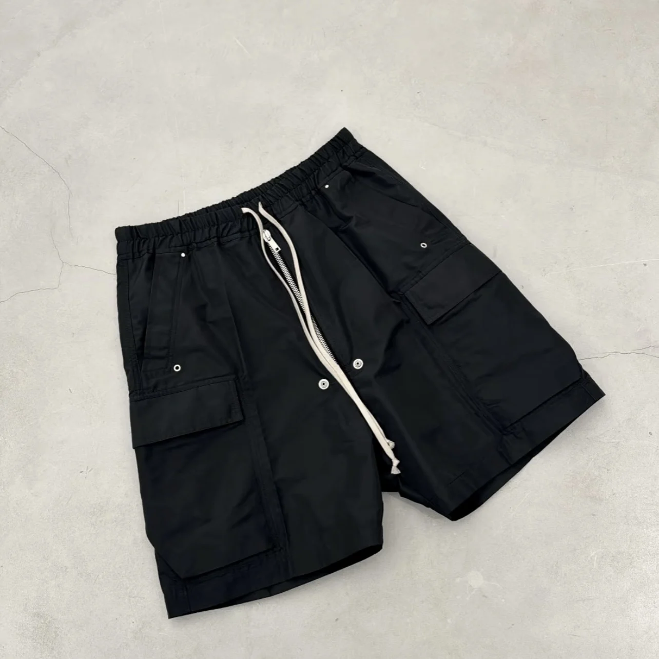 

k Sle American Nylon Workwear orts Men's Loose Wide Leg Five ket Dstring Casual Trousers Summer Faion