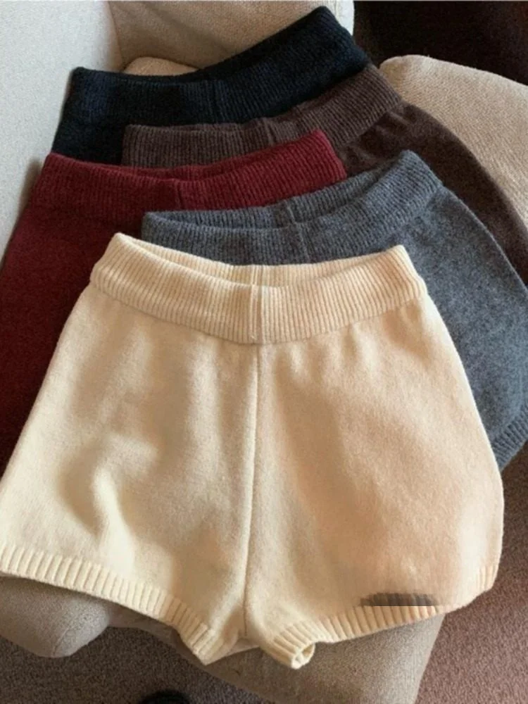 

Женские зимние новые вязаные шерстяные брюки с высокой талией, прямые, однотонные, в корейском стиле, для активного отдыха