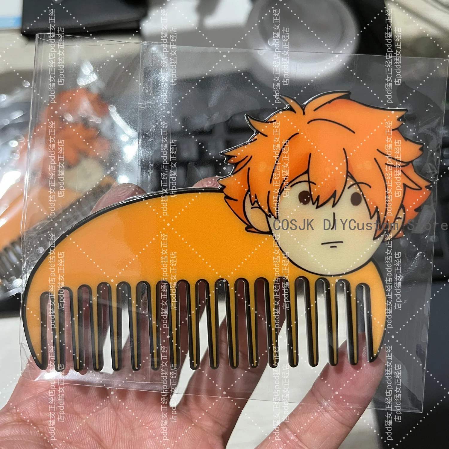 

Аниме Haikyuu Hinata Shoyo Tobio Kageyama, аксессуар для косплея, реквизит Pettine, расческа с двусторонней печатью, кожаный орнамент, подарок для фаната