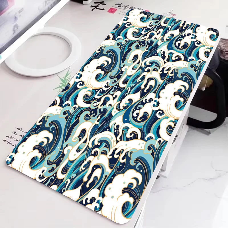 Colorful Wave and Cloud Design Large Size Rubber Non-slip Mousepad for Computer Laptop  Accessorie Deskmat Office Supply 40*90cm