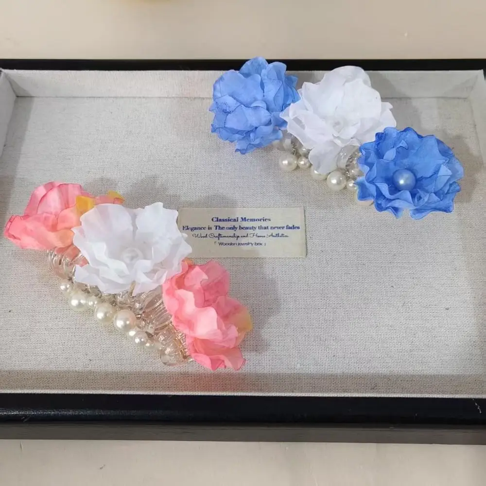 

Fresh Flower Telephone Wire Hair Rope Straight Pearls Telephone Line Headband Korean Style Ponytail Holder Braid Hair Tie