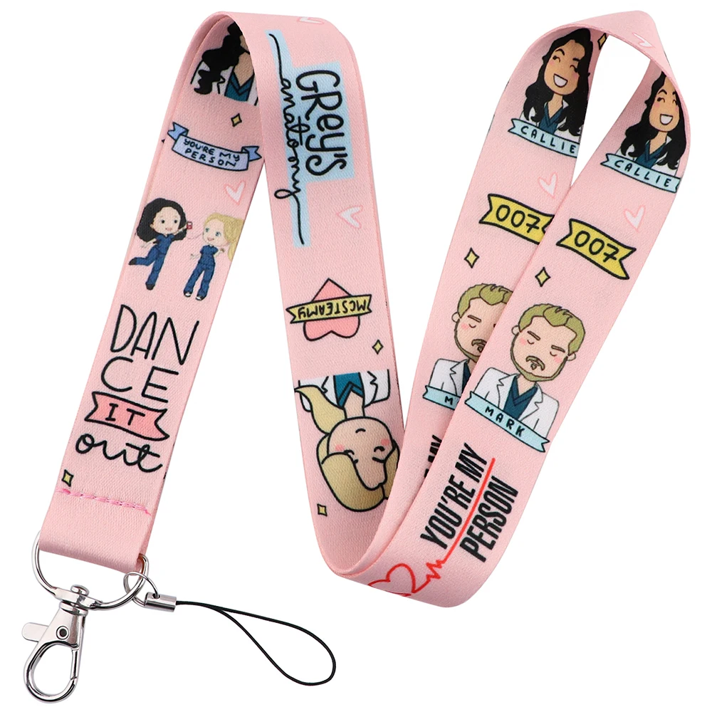 CB1306 Grey's Anatomy Neck Strap Lanyard Cell Phone Strap ID Badge Holder Rope Key Chain Key Rings Doctor Nurse Accessories